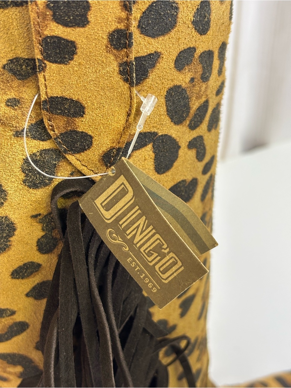 Dingo Twisted Leopard Fringe Suede Western Cowboy Boots Size 10 NIB - Picture 13 of 17